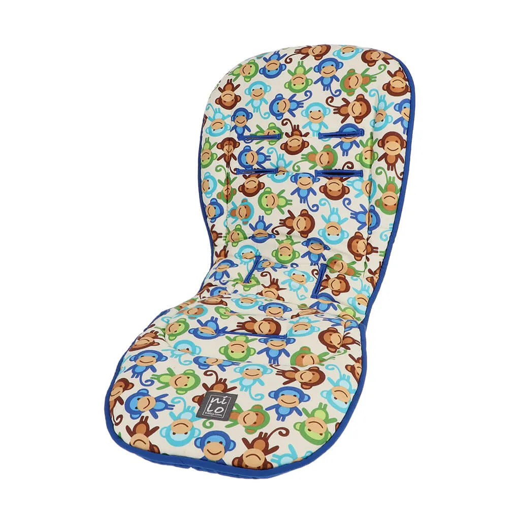 NLO Long Stroller Mat Monkeys Blue
